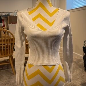 LA HEARTS Cropped Ribbed Sweater